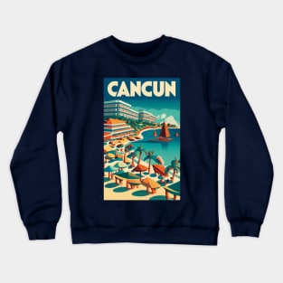 A Vintage Travel Art of Cancun - Mexico Crewneck Sweatshirt